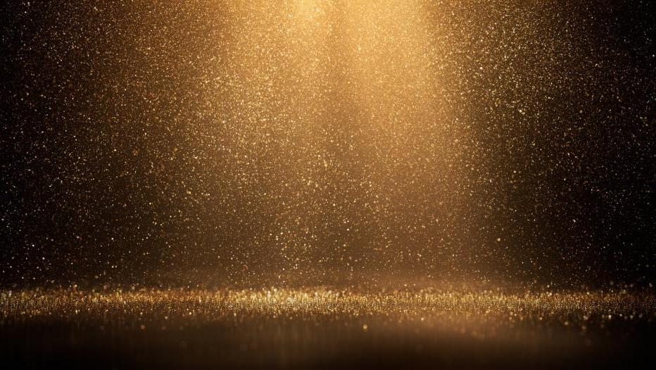 Digitally generated image of falling gold particles, perfectly usable for a wide variety of topics like Christmas, luxury, success, celebration, etc.